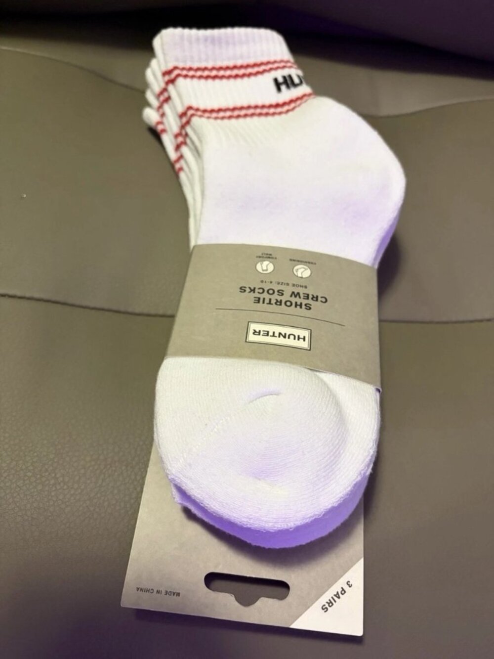 BNWT RARE HUNTER 3 PACK HERITAGE SHORTIE CREW SOCKS WHITE SHOE SIZE 4-10